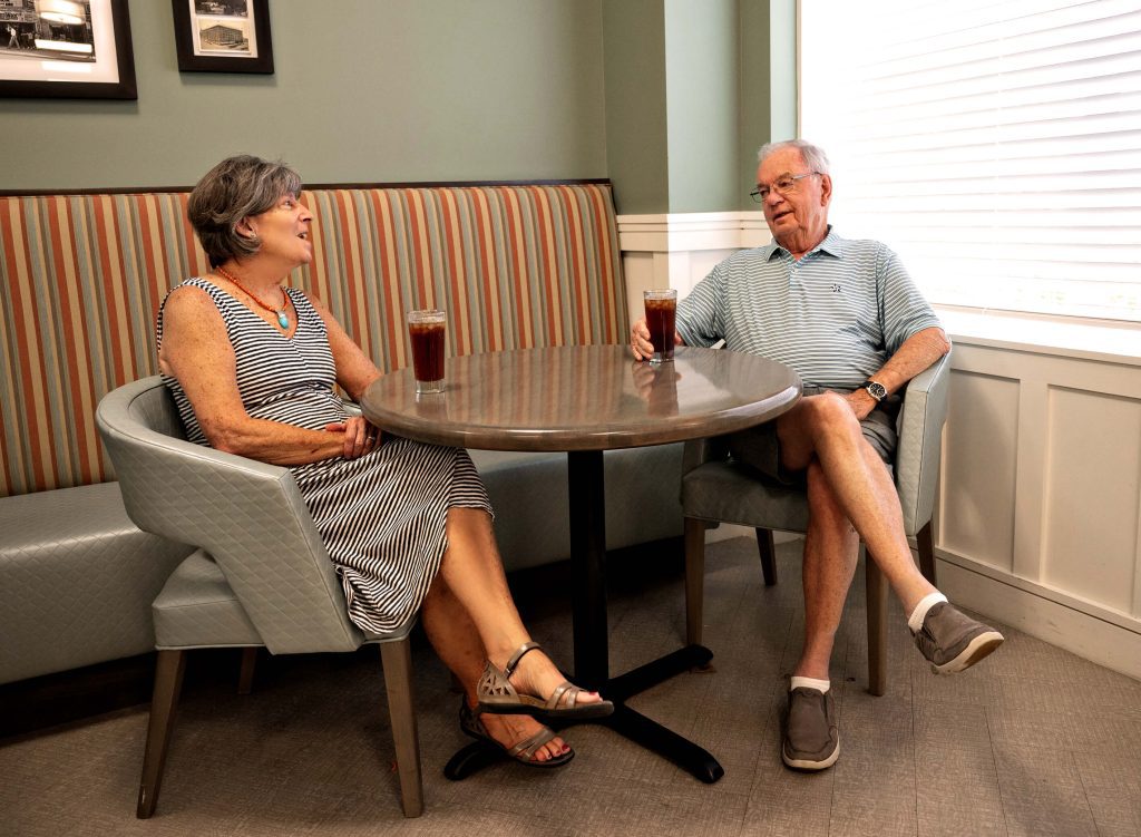 Some of our neighbors catch up at the Blue Spruce Bistro Some of our neighbors catch up at the Blue Spruce Bistro