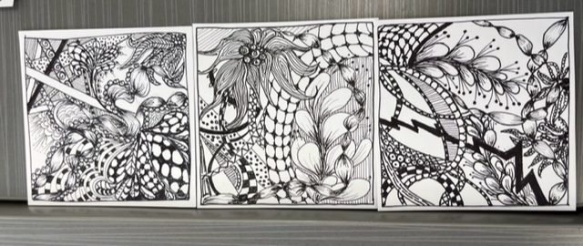 Zentangle drawings made by Holly Creek artist Tricia Darrah Zentangle drawings made by Holly Creek artist Tricia Darrah