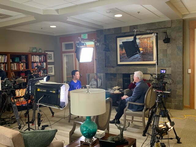 Zachary Wang speaks with CBS national TV reporters. Zachary Wang speaks with CBS national TV reporters.