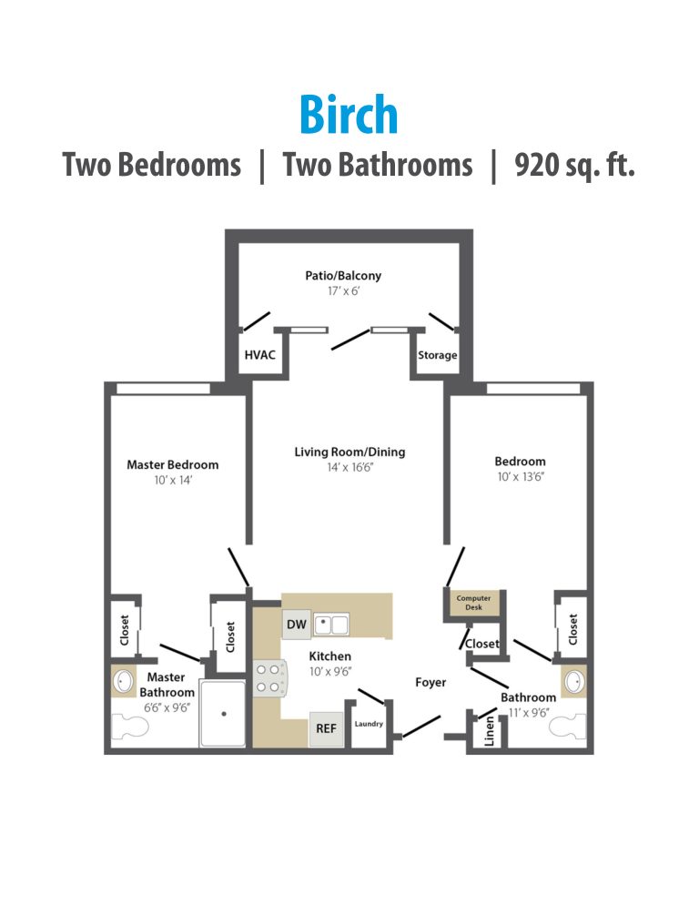 Birch 2-Bedroom Floor Plan